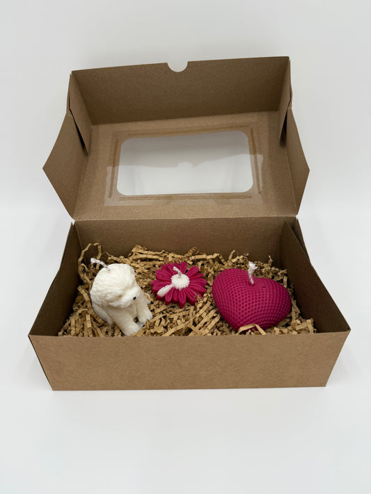 PACK DE MINI VELAS DE SOJA - PERRITO, MARGARITA Y CORAZÓN